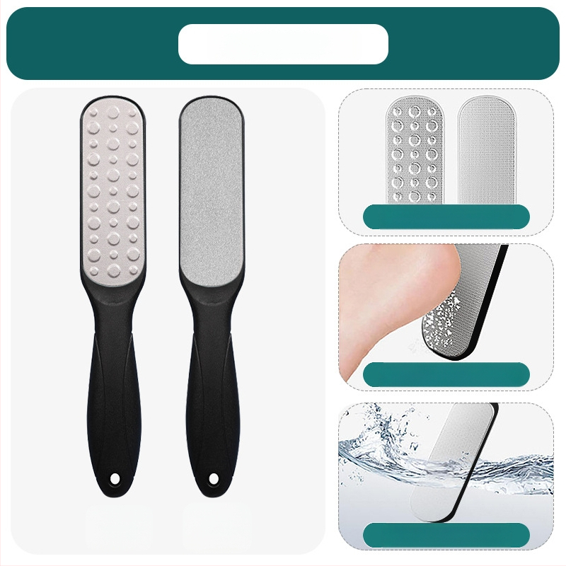 Διπλής όψεως λίμα ποδιών από ανοξείδωτο ατσάλι – εργαλείο περιποίησης ποδιών με οβάλ κεφαλή λείανσης και γυαλόχαρτο, κουτί 200 τεμάχια