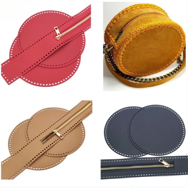 Geantă croșetată manual din PU, cu inserții rotunde din plasă și discuri PU perforate, respirabilă, impermeabilă, ultraușoară