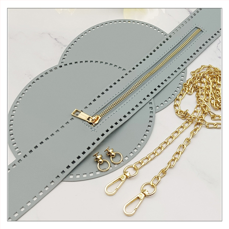 Geantă croșetată manual din PU, cu inserții rotunde din plasă și discuri PU perforate, respirabilă, impermeabilă, ultraușoară