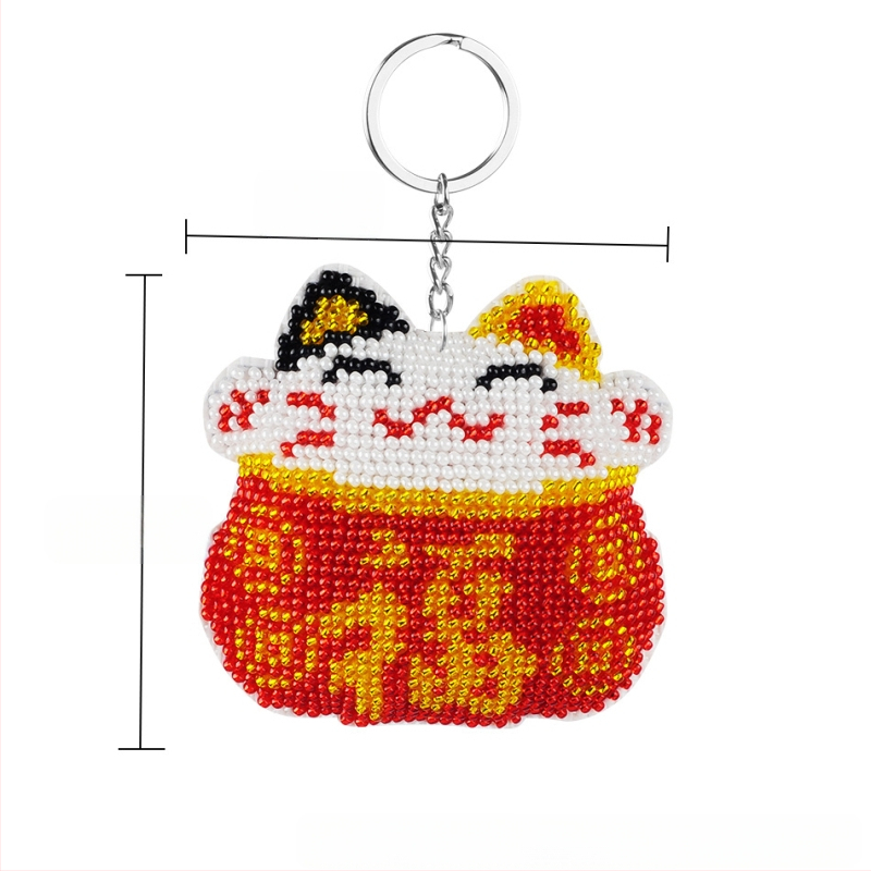 Võtmehoidja karikatürimotiiviga, 14CT ristõmbluse komplekt, plastplaad, kahepoolsed tikandid