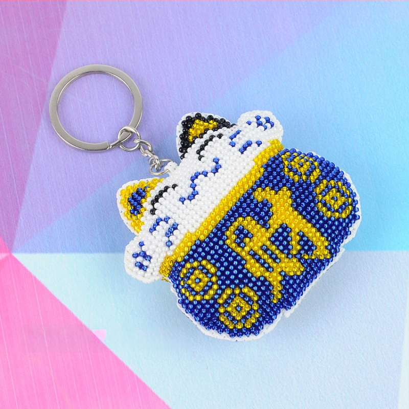 Võtmehoidja karikatürimotiiviga, 14CT ristõmbluse komplekt, plastplaad, kahepoolsed tikandid