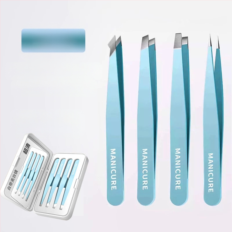 Uzacu klipsa – četrdaļīgs komplekts kastē, precīzas nerūsējošā tērauda pincetes, Little Genius