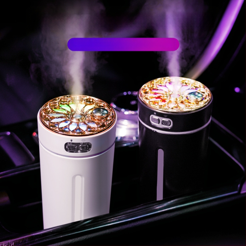 Автомобилно монтиран USB арома-увлажнител, резервоар 0,5 л, 1 изход за мъгла, кръгъл дизайн