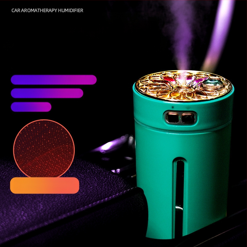 Автомобилно монтиран USB арома-увлажнител, резервоар 0,5 л, 1 изход за мъгла, кръгъл дизайн