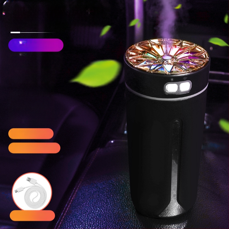 Автомобилно монтиран USB арома-увлажнител, резервоар 0,5 л, 1 изход за мъгла, кръгъл дизайн