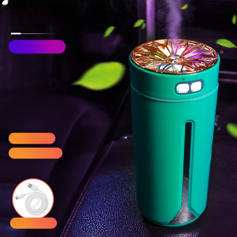 Автомобилно монтиран USB арома-увлажнител, резервоар 0,5 л, 1 изход за мъгла, кръгъл дизайн