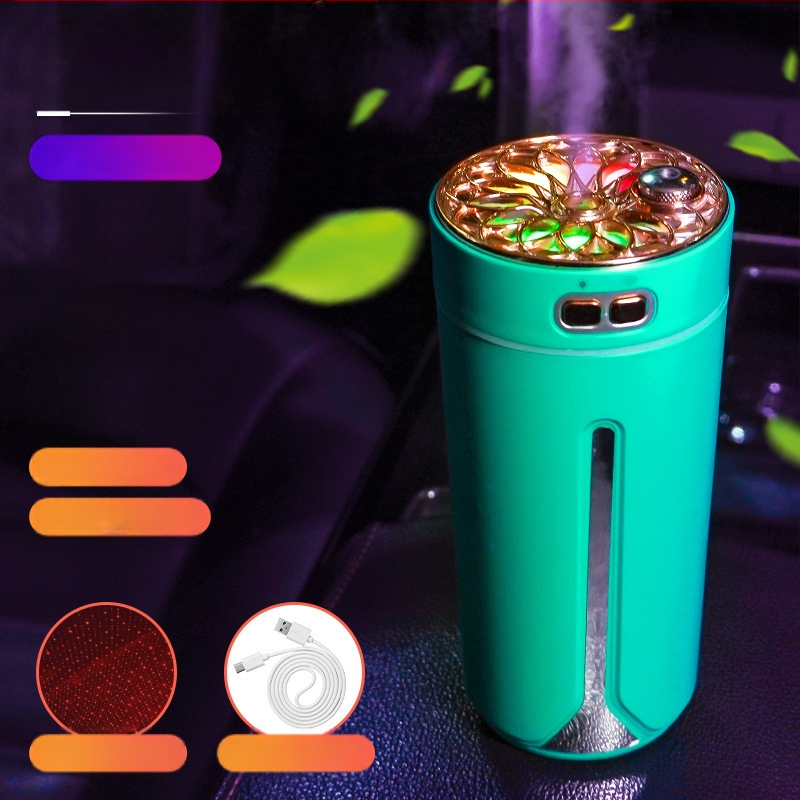 Автомобилно монтиран USB арома-увлажнител, резервоар 0,5 л, 1 изход за мъгла, кръгъл дизайн