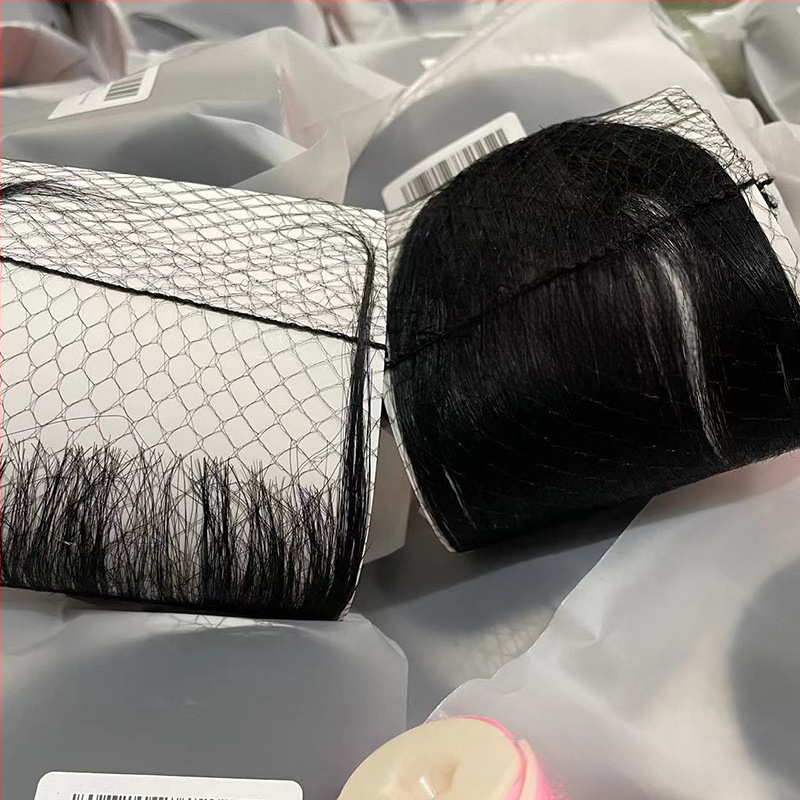 Perucă cu breton pentru femei, 100% păr uman, fabricată complet manual, breton drept sau pe partea laterală, model MSC0417