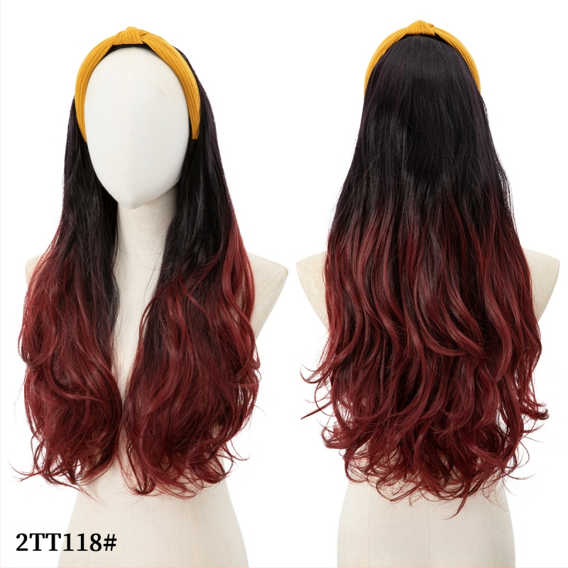 Perucă Sela wig HB01: păr lung buclat pentru jumătate de cap, bandă pentru cap, fibre sintetice rezistente la căldură, stil exotic