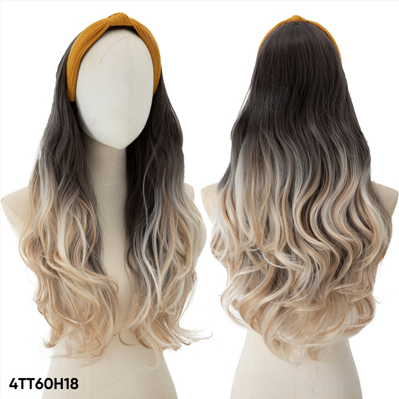 Perucă Sela wig HB01: păr lung buclat pentru jumătate de cap, bandă pentru cap, fibre sintetice rezistente la căldură, stil exotic