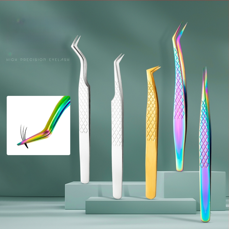 Set profesional de pensete pentru gene false – precizie înaltă, oțel inoxidabil, model diamant, marca Yihong