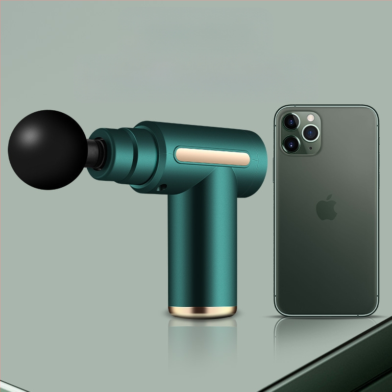 Mini kaasaskantav fascia-püstol massaažiks muskuulude lõõgastuseks ja kaela lülisamba massaažiks — Harjatud mootor, LCD-ekraan, 5+ kiirust, 4 massaažipead, Sisseehitatud aku 500–800 mAh