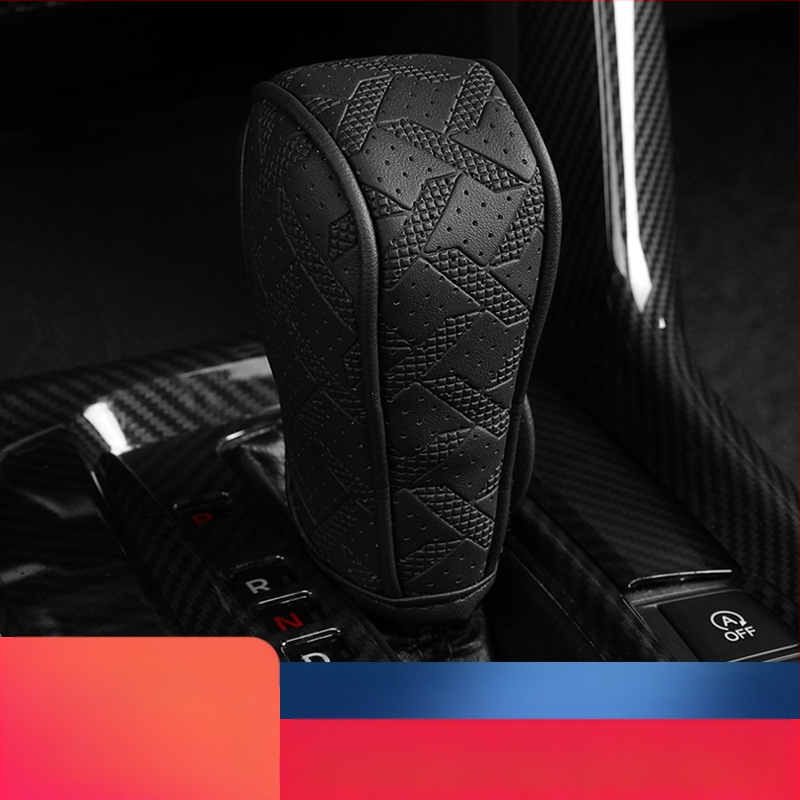 Δερμάτινο κάλυμμα επιλογέα ταχυτήτων αυτοκινήτου με μοτίβο houndstooth, παγκόσμια προστασία από τη σκόνη