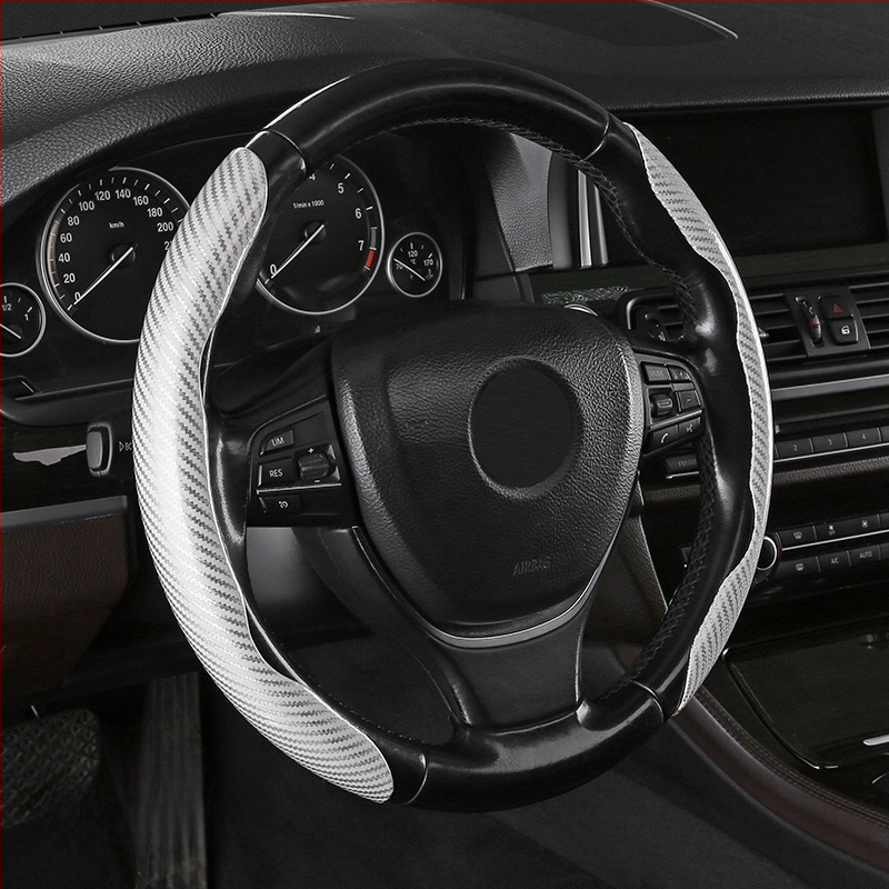 Κάλυμμα τιμονιού αυτοκινήτου με ανθρακονήμάτινο μοτίβο, υπερ-λεπτό, λαβή suede, καθολική για τέσσερις εποχές