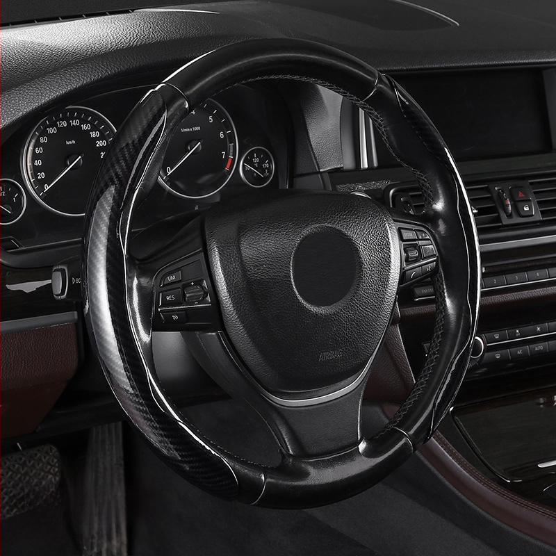 Κάλυμμα τιμονιού αυτοκινήτου με ανθρακονήμάτινο μοτίβο, υπερ-λεπτό, λαβή suede, καθολική για τέσσερις εποχές