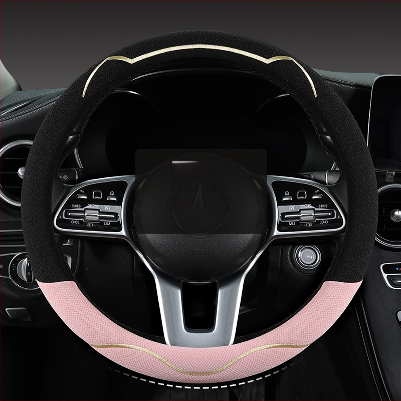 Κάλυμμα τιμονιού αυτοκινήτου, διαπνέον Ice Silk, χαριτωμένο σχέδιο με αυτιά γάτας, καθολική εγκατάσταση, για τέσσερις εποχές (Μάρκα: Riding Horse; Στυλ: Cute; Υλικό: Ice Silk; Εγκατάσταση: Καθολική)