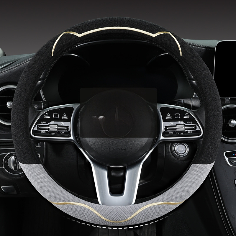 Κάλυμμα τιμονιού αυτοκινήτου, διαπνέον Ice Silk, χαριτωμένο σχέδιο με αυτιά γάτας, καθολική εγκατάσταση, για τέσσερις εποχές (Μάρκα: Riding Horse; Στυλ: Cute; Υλικό: Ice Silk; Εγκατάσταση: Καθολική)