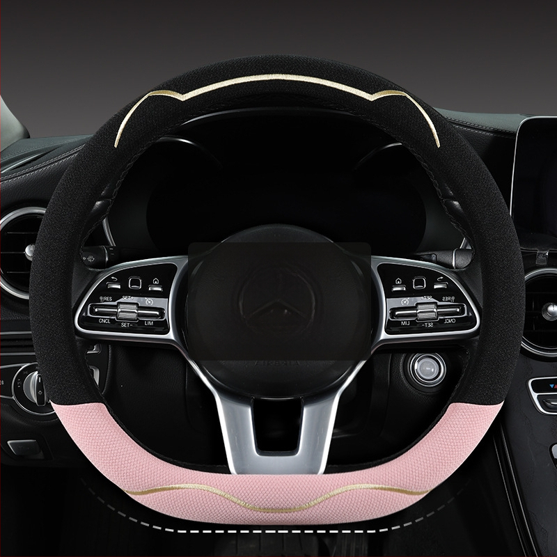 Κάλυμμα τιμονιού αυτοκινήτου, διαπνέον Ice Silk, χαριτωμένο σχέδιο με αυτιά γάτας, καθολική εγκατάσταση, για τέσσερις εποχές (Μάρκα: Riding Horse; Στυλ: Cute; Υλικό: Ice Silk; Εγκατάσταση: Καθολική)