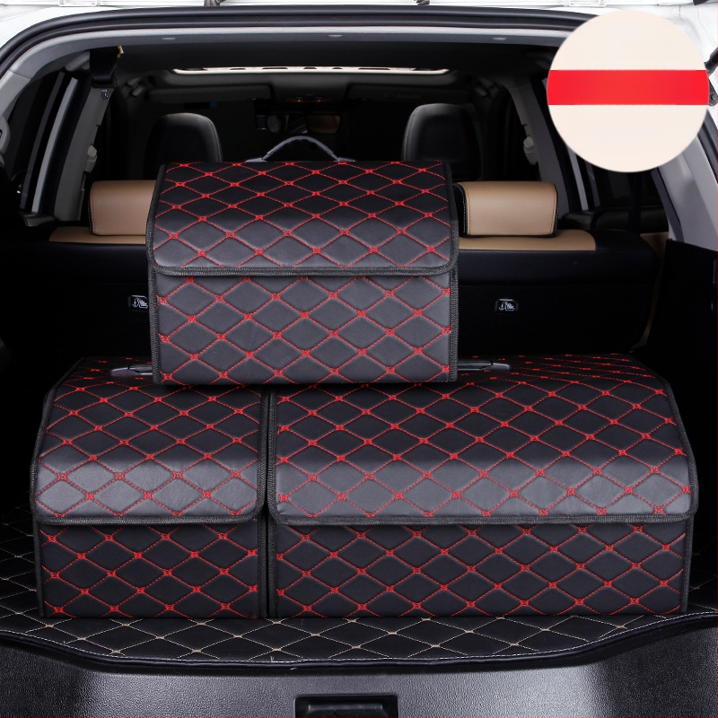 Органайзер за багажника на колата – кожена сгъваема кутия за съхранение с дръжка, водоустойчива и устойчива на натиск