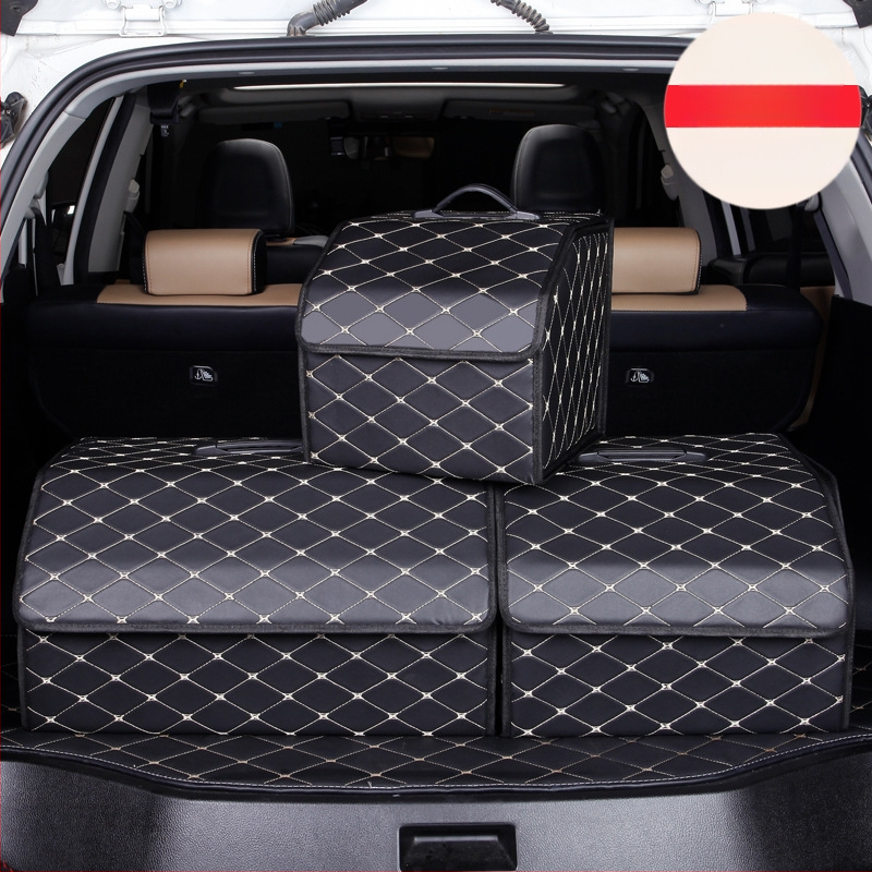 Органайзер за багажника на колата – кожена сгъваема кутия за съхранение с дръжка, водоустойчива и устойчива на натиск