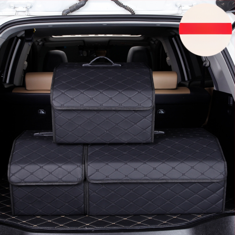 Органайзер за багажника на колата – кожена сгъваема кутия за съхранение с дръжка, водоустойчива и устойчива на натиск