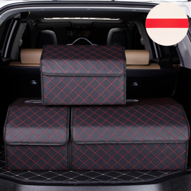 Органайзер за багажника на колата – кожена сгъваема кутия за съхранение с дръжка, водоустойчива и устойчива на натиск