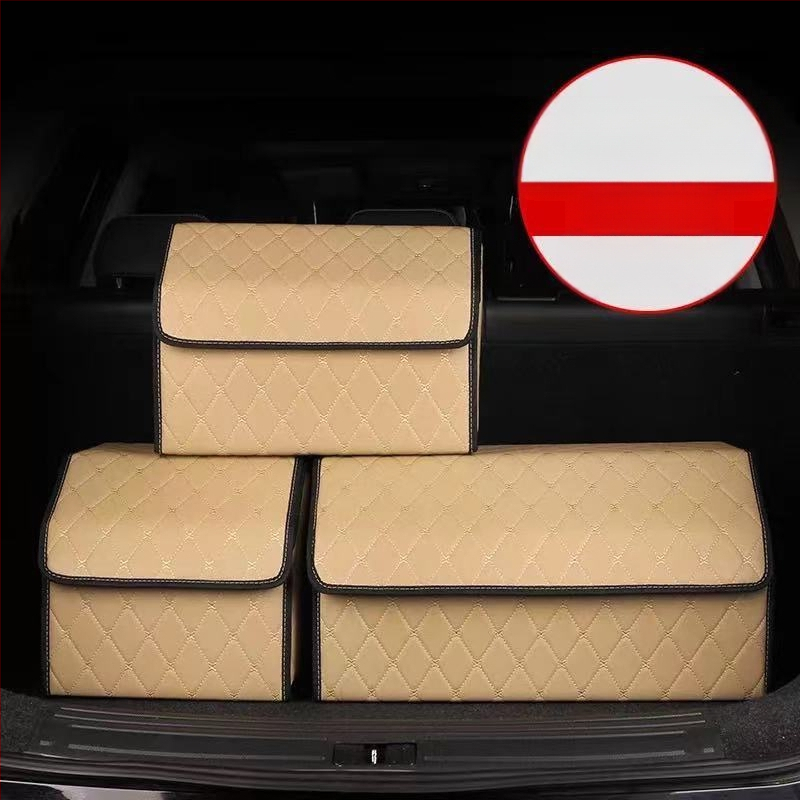 Органайзер за багажника на колата – кожена сгъваема кутия за съхранение с дръжка, водоустойчива и устойчива на натиск