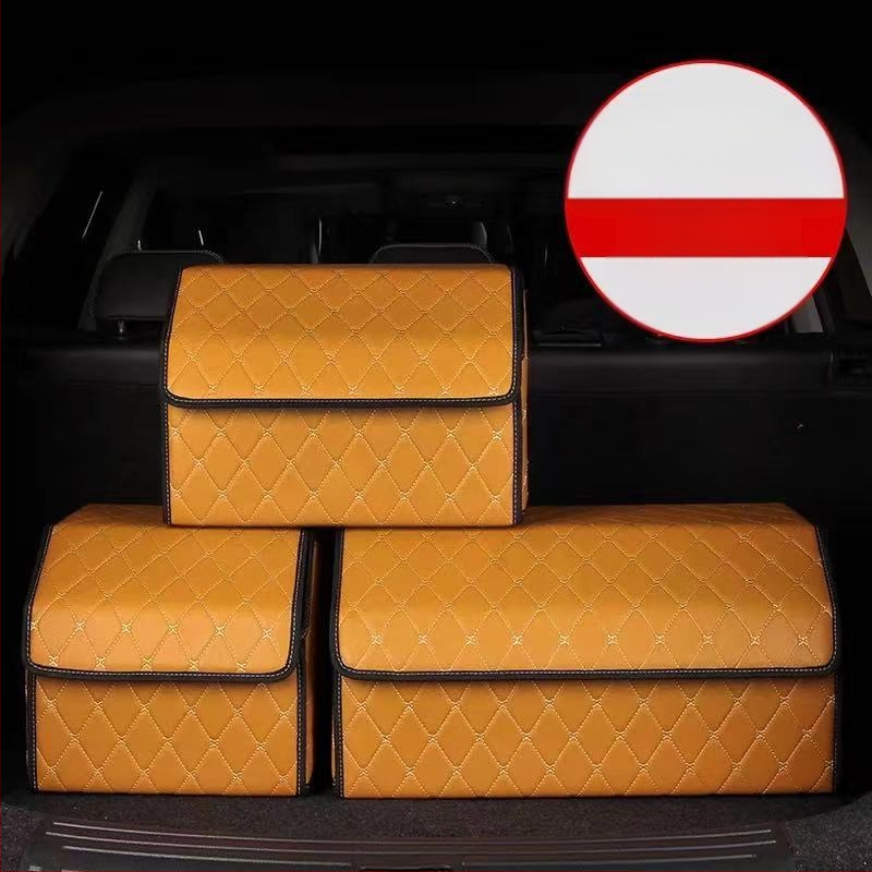 Органайзер за багажника на колата – кожена сгъваема кутия за съхранение с дръжка, водоустойчива и устойчива на натиск