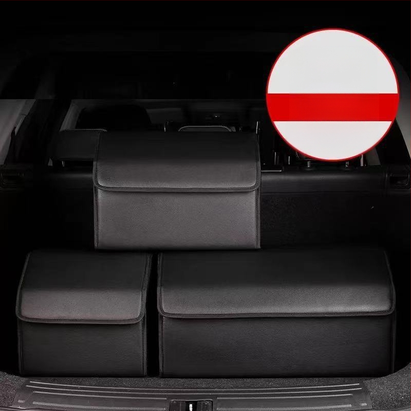 Органайзер за багажника на колата – кожена сгъваема кутия за съхранение с дръжка, водоустойчива и устойчива на натиск