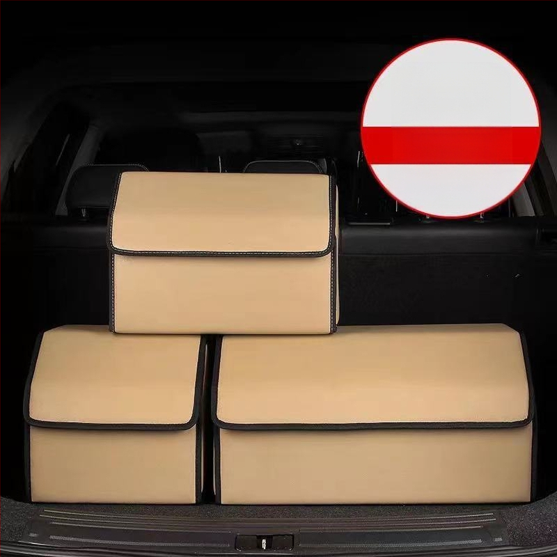 Органайзер за багажника на колата – кожена сгъваема кутия за съхранение с дръжка, водоустойчива и устойчива на натиск
