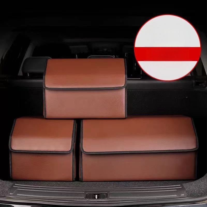 Органайзер за багажника на колата – кожена сгъваема кутия за съхранение с дръжка, водоустойчива и устойчива на натиск