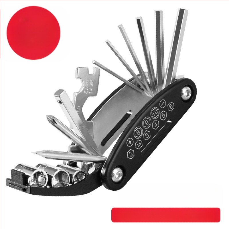 16-в-1 велосипеден ремонтен инструмент със сгъваем дизайн и метална конструкция