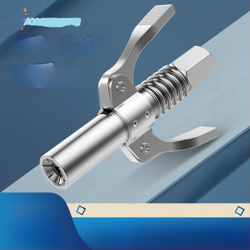 Vajas pisztoly fújófej zárócsíkkal és magasnyomású zsírzófejjel, modell 981, acél kivitel, működő nyomás 21, csőkapacitás 1, nettó tömeg 128 g