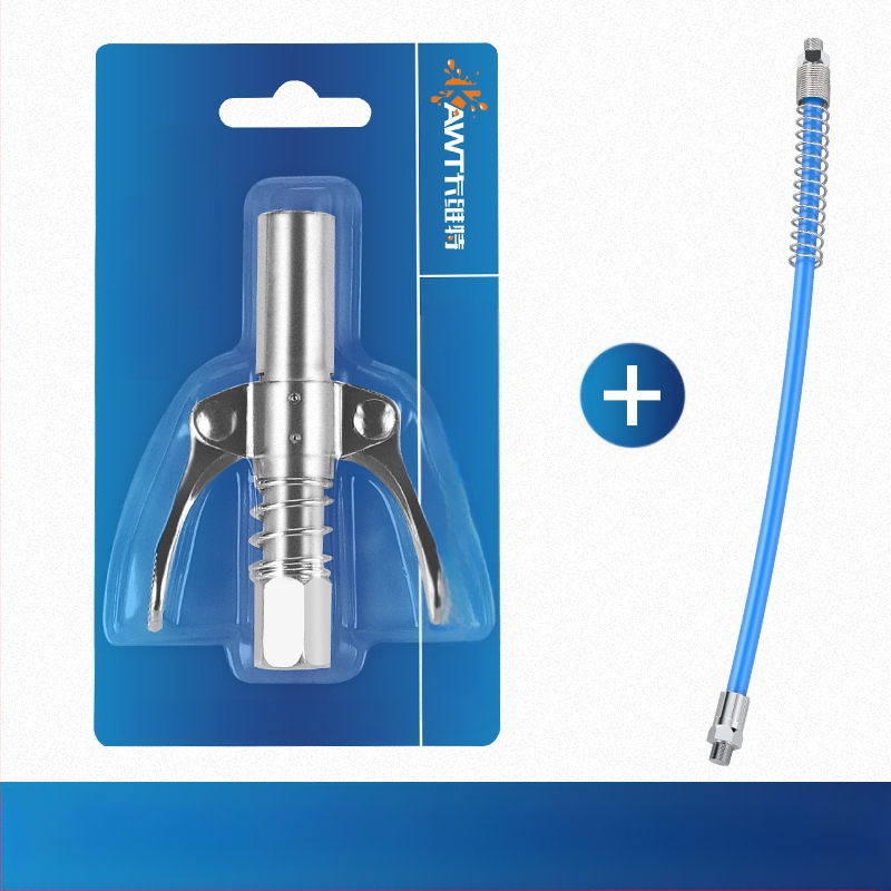 Vajas pisztoly fújófej zárócsíkkal és magasnyomású zsírzófejjel, modell 981, acél kivitel, működő nyomás 21, csőkapacitás 1, nettó tömeg 128 g