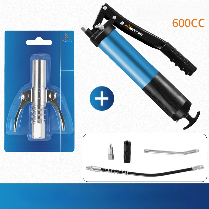 Vajas pisztoly fújófej zárócsíkkal és magasnyomású zsírzófejjel, modell 981, acél kivitel, működő nyomás 21, csőkapacitás 1, nettó tömeg 128 g