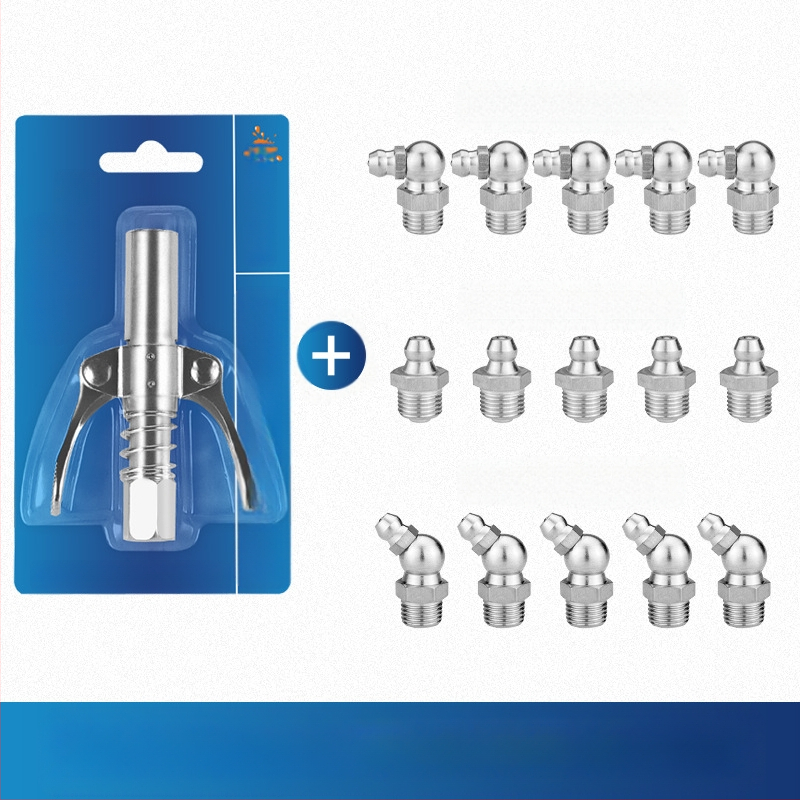 Vajas pisztoly fújófej zárócsíkkal és magasnyomású zsírzófejjel, modell 981, acél kivitel, működő nyomás 21, csőkapacitás 1, nettó tömeg 128 g