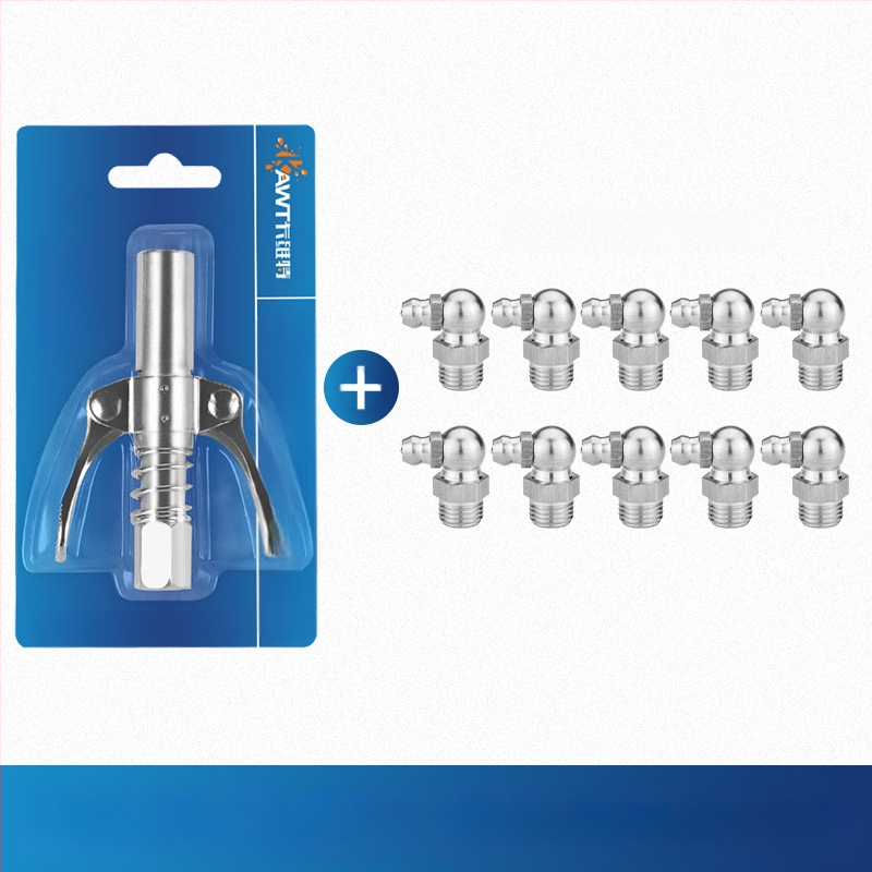 Vajas pisztoly fújófej zárócsíkkal és magasnyomású zsírzófejjel, modell 981, acél kivitel, működő nyomás 21, csőkapacitás 1, nettó tömeg 128 g