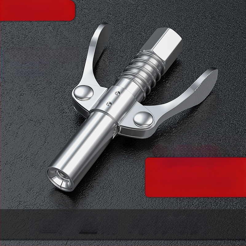 Zárható clamp típusú magasnyomású zsírzófej rozsdamentes acélból, 17000 psi, kézi pneumatikus kiegészítő zsírzópisztolyhoz