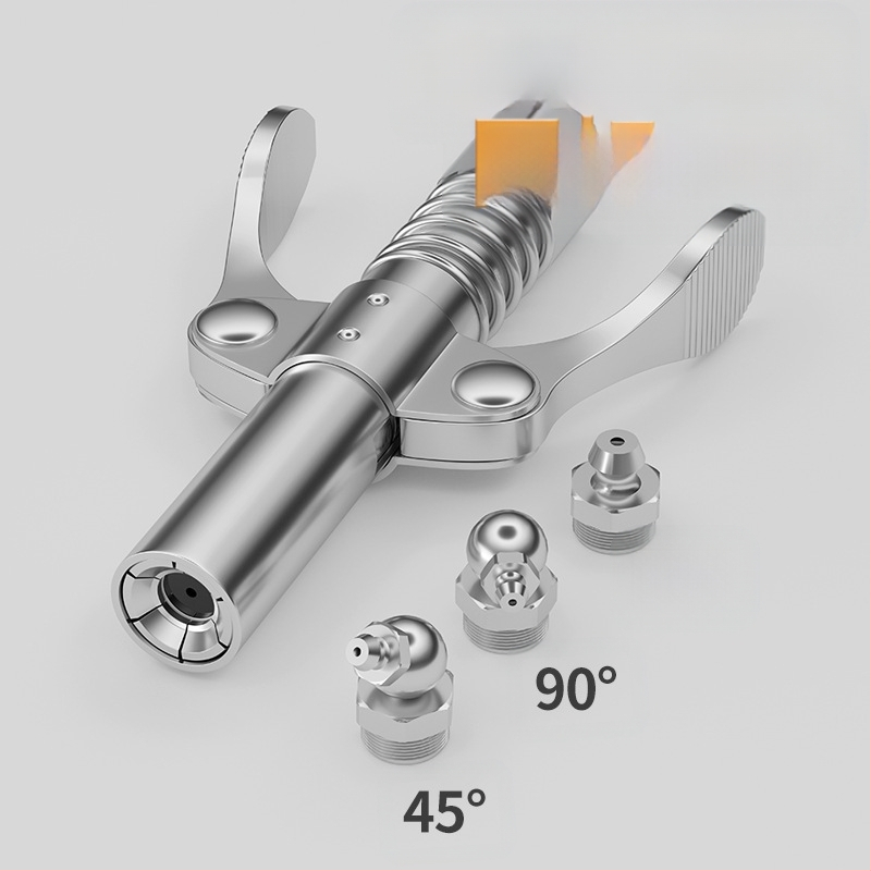 Zárható clamp típusú magasnyomású zsírzófej rozsdamentes acélból, 17000 psi, kézi pneumatikus kiegészítő zsírzópisztolyhoz