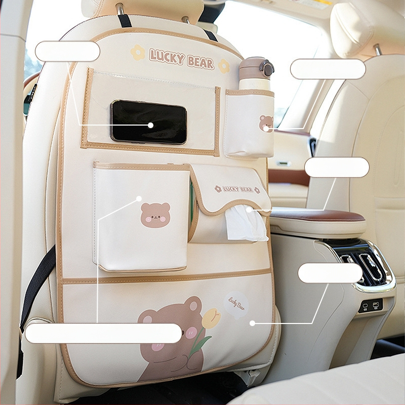 Δερμάτινος κρεμαστός οργανωτής αποθήκευσης για πίσω κάθισμα αυτοκινήτου, αδιάβροχος