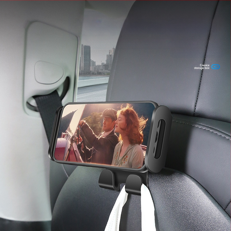 Закачалка за задната облегалка на Tesla Model Y и Model 3 със държач за телефон и таблет – монтаж със щипка, електрическо зажимане