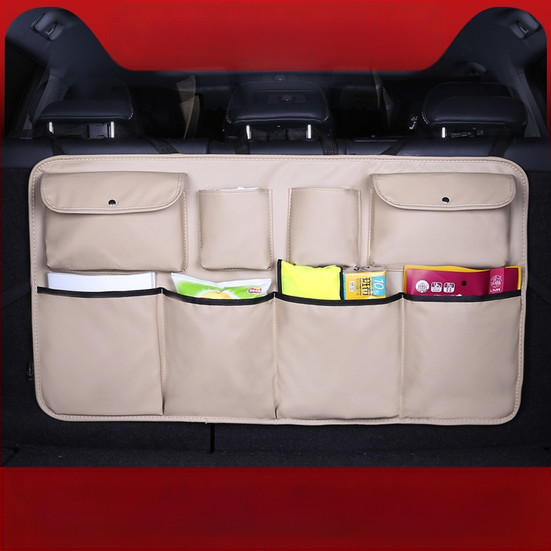 Automobilio bagažinės saugyklos krepšys, oda, didelė talpa, pakabinamasis naudojimo tipas, logotipo atspaudas