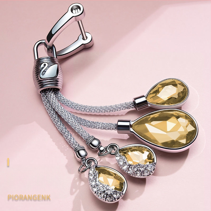 Ключодържател за автомобил с кристална висулка във форма на лебед – метал, сладък стил, автоинтериор аксесоар