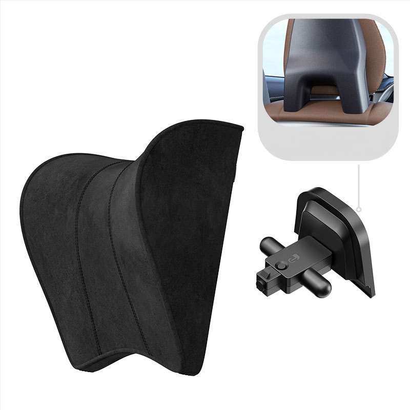 Automašīnas galvas atbalsta spilvens – Tesla Model 3/Y, atmiņas putas, zamšs, regulējams uz augšu un uz leju, pielāgojams