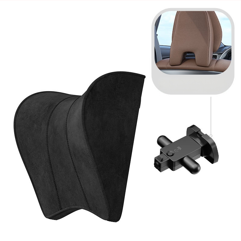 Automašīnas galvas atbalsta spilvens – Tesla Model 3/Y, atmiņas putas, zamšs, regulējams uz augšu un uz leju, pielāgojams