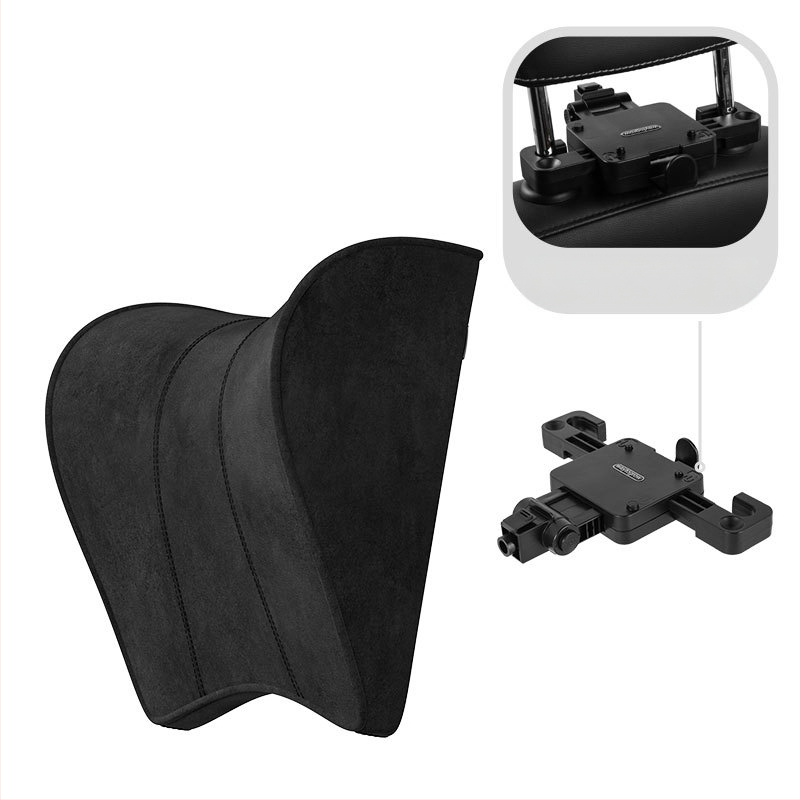 Automašīnas galvas atbalsta spilvens – Tesla Model 3/Y, atmiņas putas, zamšs, regulējams uz augšu un uz leju, pielāgojams