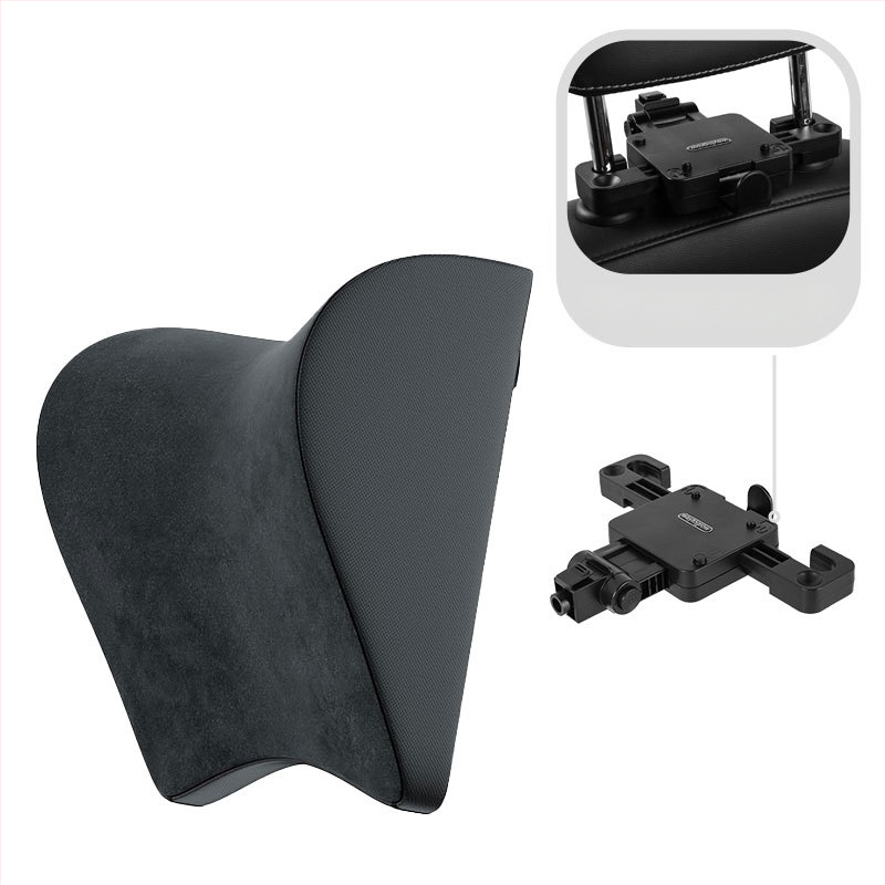 Automašīnas galvas atbalsta spilvens – Tesla Model 3/Y, atmiņas putas, zamšs, regulējams uz augšu un uz leju, pielāgojams