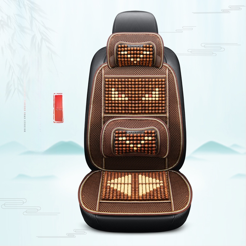 Autóülés párna fa gyöngyökkel, kézi masszázs funkció, lélegző Ice Silk huzat, egy darabban a vezető és az utas számára