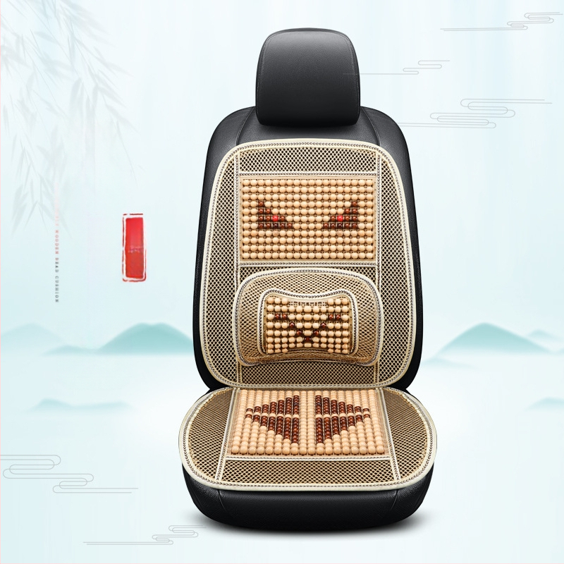 Autóülés párna fa gyöngyökkel, kézi masszázs funkció, lélegző Ice Silk huzat, egy darabban a vezető és az utas számára