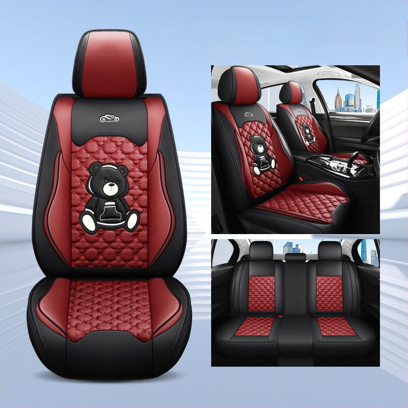 Teljes körű autóülésvédő, rajzfilm-szerű stílus, PU bőr, töltet szintetikus rostokból, Xin Meng De, négy évszakos használatra